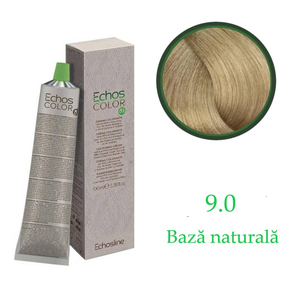 Vopsea vegană blond deschis natural 9.0 100ml 1 Echosline vopsea vegană -bază naturală- 9.0